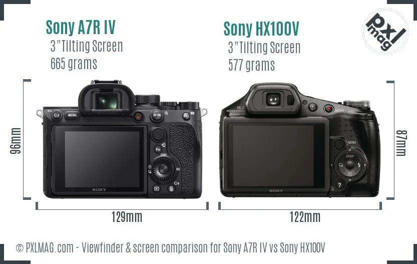 Sony A7R IV vs Sony HX100V Screen and Viewfinder comparison