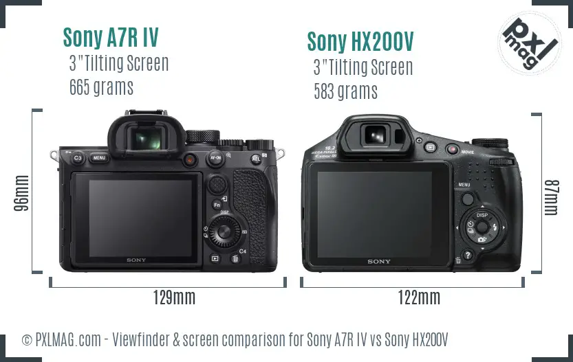 Sony A7R IV vs Sony HX200V Screen and Viewfinder comparison