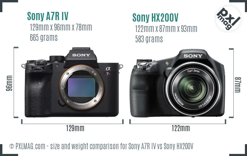 Sony A7R IV vs Sony HX200V size comparison