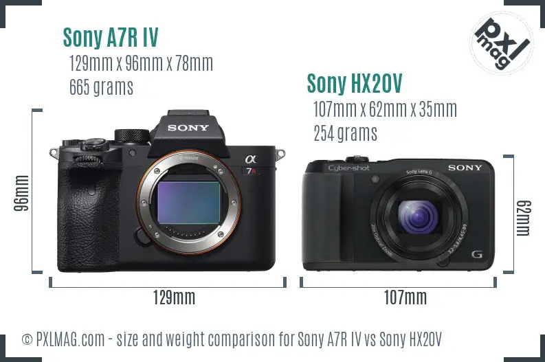 Sony A7R IV vs Sony HX20V size comparison