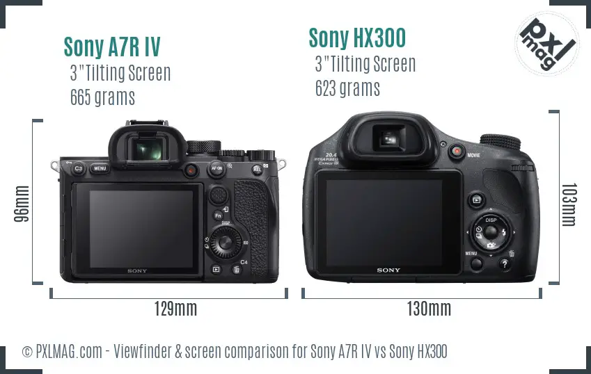 Sony A7R IV vs Sony HX300 Screen and Viewfinder comparison