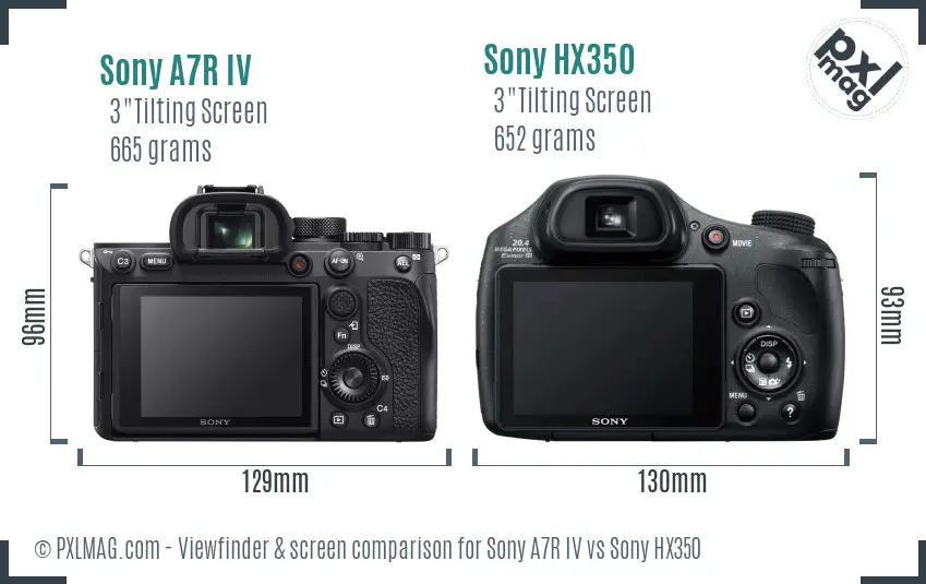 Sony A7R IV vs Sony HX350 Screen and Viewfinder comparison