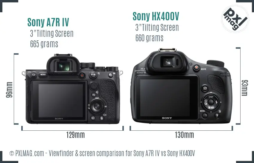 Sony A7R IV vs Sony HX400V Screen and Viewfinder comparison