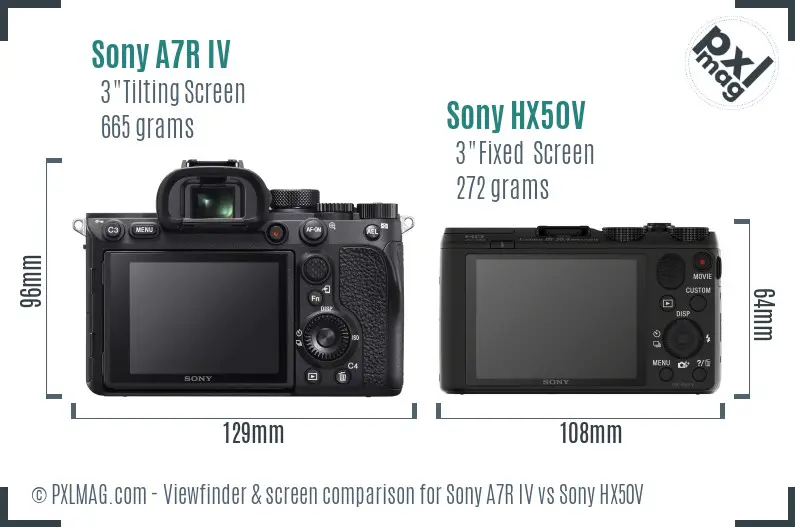 Sony A7R IV vs Sony HX50V Screen and Viewfinder comparison