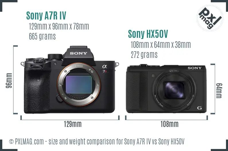 Sony A7R IV vs Sony HX50V size comparison