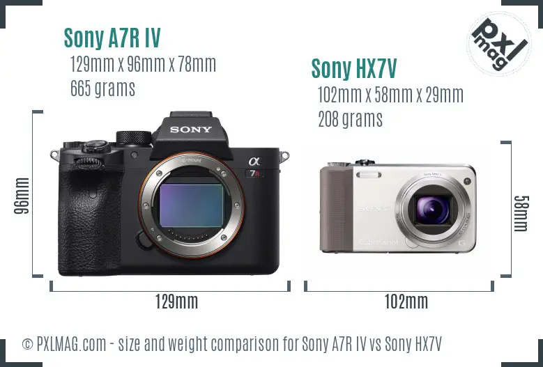 Sony A7R IV vs Sony HX7V size comparison