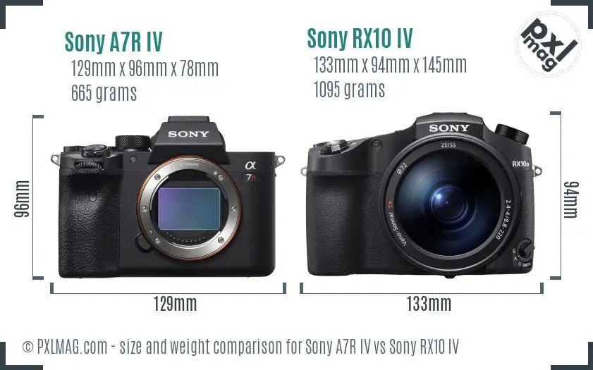 Sony A7R IV vs Sony RX10 IV size comparison