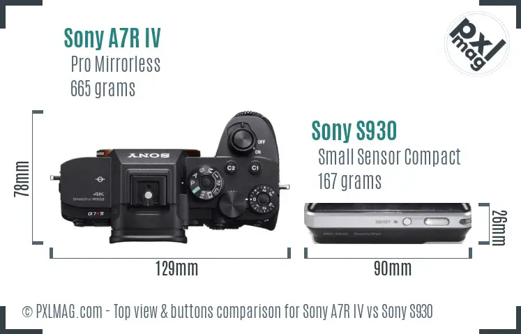 Sony A7R IV vs Sony S930 top view buttons comparison