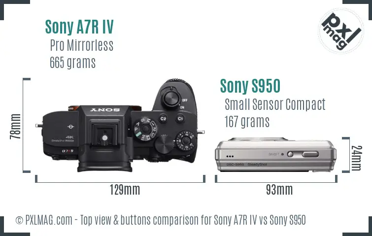 Sony A7R IV vs Sony S950 top view buttons comparison