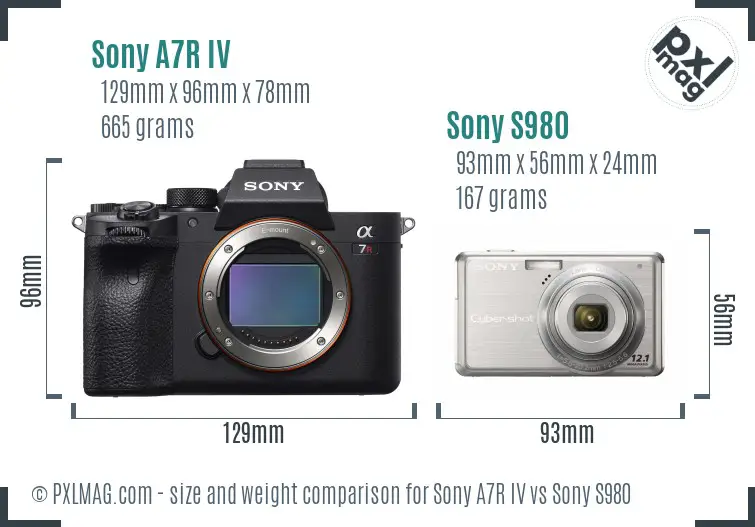 Sony A7R IV vs Sony S980 size comparison