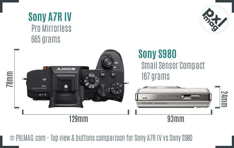 Sony A7R IV vs Sony S980 top view buttons comparison