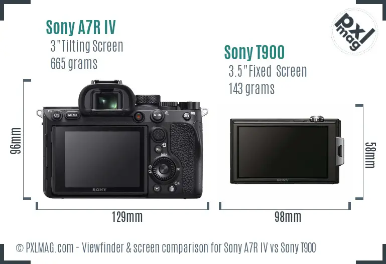 Sony A7R IV vs Sony T900 Screen and Viewfinder comparison