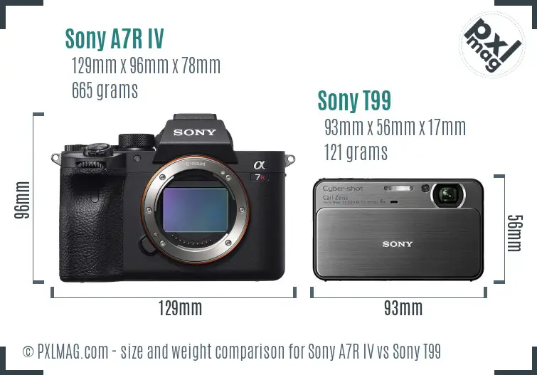 Sony A7R IV vs Sony T99 size comparison