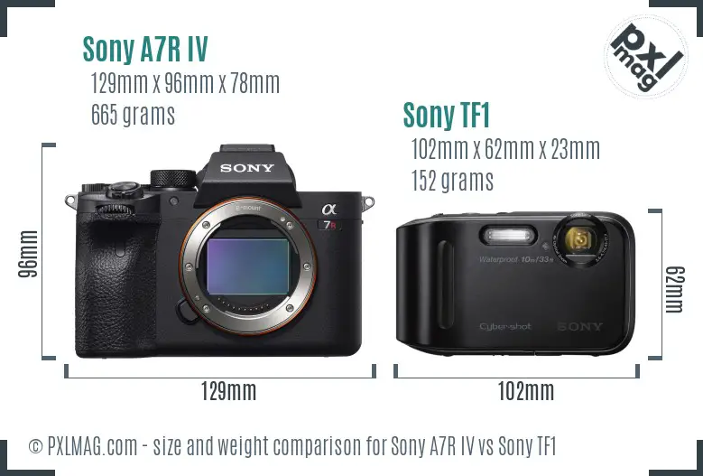 Sony A7R IV vs Sony TF1 size comparison