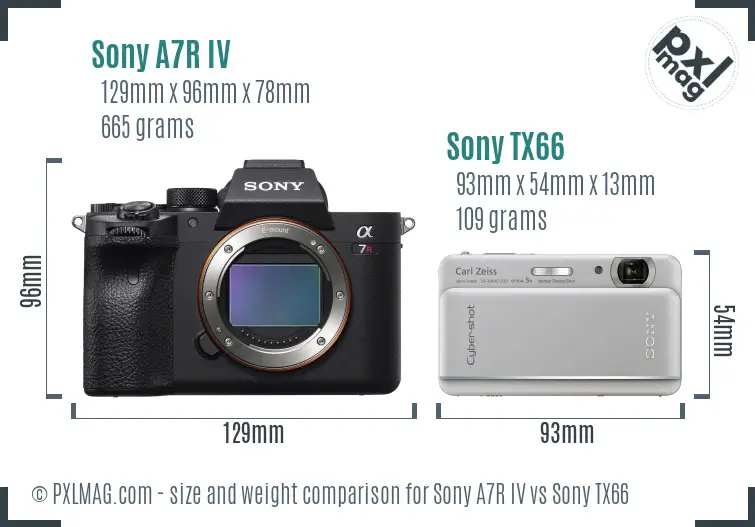 Sony A7R IV vs Sony TX66 size comparison