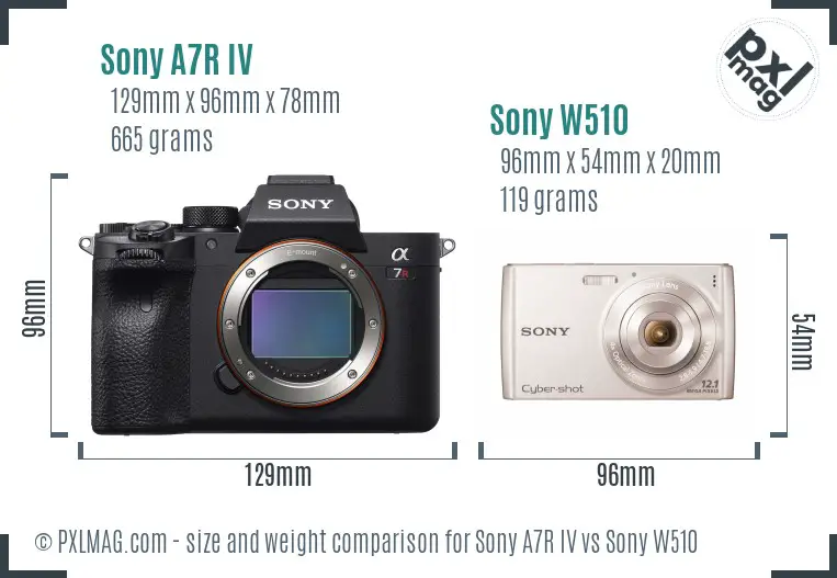 Sony A7R IV vs Sony W510 size comparison