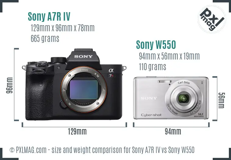 Sony A7R IV vs Sony W550 size comparison