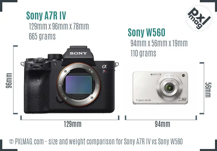 Sony A7R IV vs Sony W560 size comparison