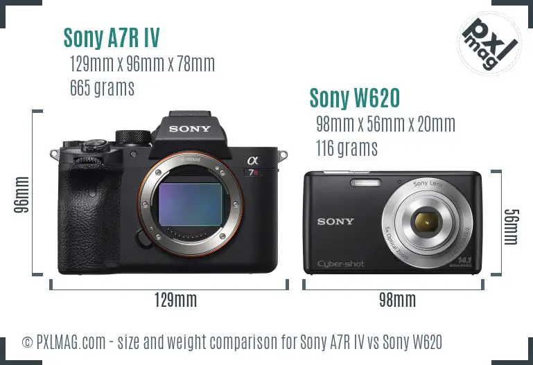 Sony A7R IV vs Sony W620 size comparison