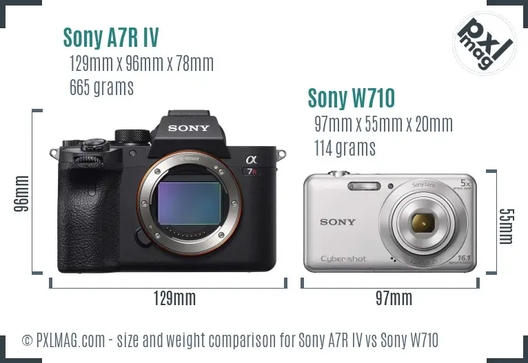 Sony A7R IV vs Sony W710 size comparison