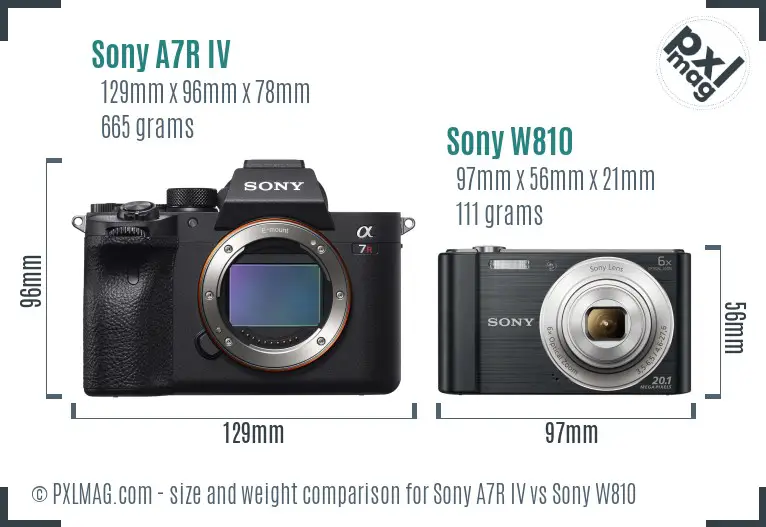 Sony A7R IV vs Sony W810 size comparison