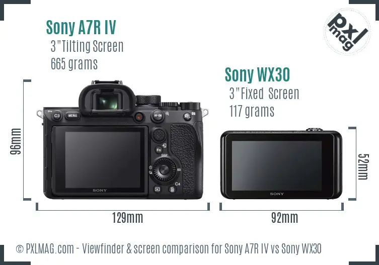 Sony A7R IV vs Sony WX30 Screen and Viewfinder comparison
