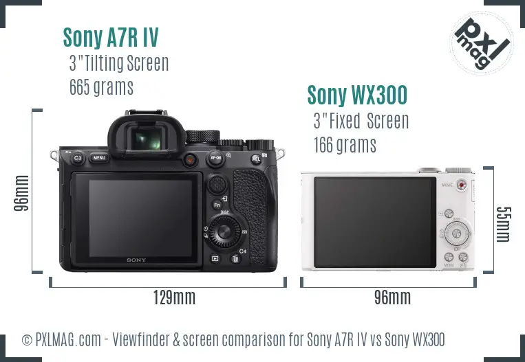 Sony A7R IV vs Sony WX300 Screen and Viewfinder comparison