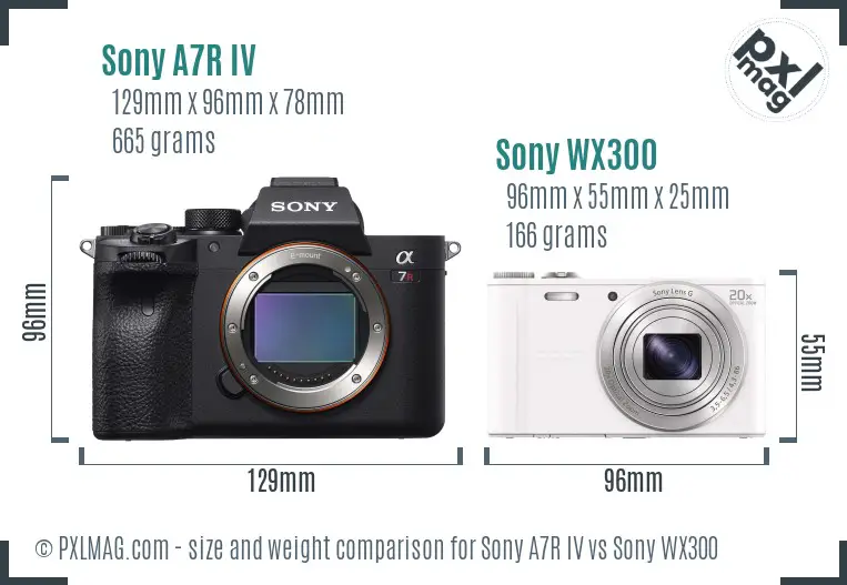 Sony A7R IV vs Sony WX300 size comparison