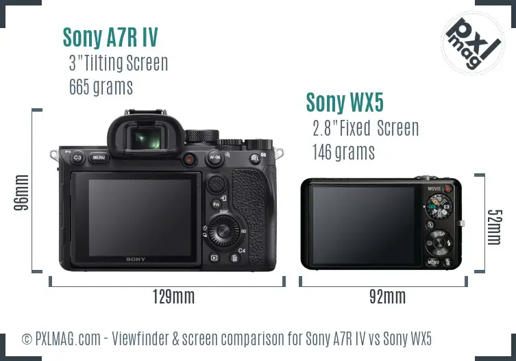 Sony A7R IV vs Sony WX5 Screen and Viewfinder comparison