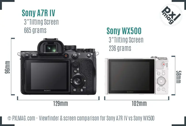 Sony A7R IV vs Sony WX500 Screen and Viewfinder comparison
