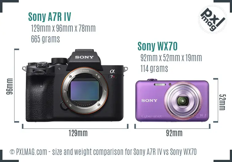 Sony A7R IV vs Sony WX70 size comparison