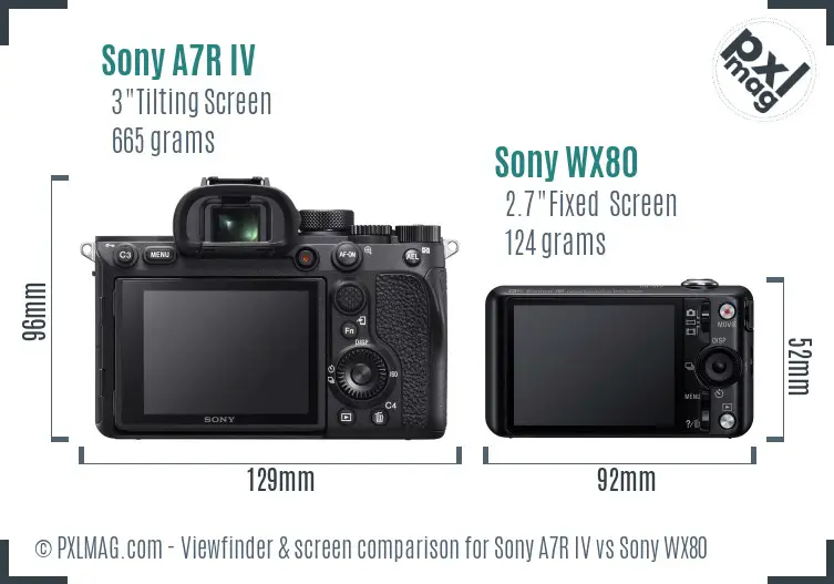 Sony A7R IV vs Sony WX80 Screen and Viewfinder comparison