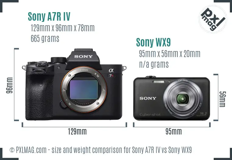 Sony A7R IV vs Sony WX9 size comparison