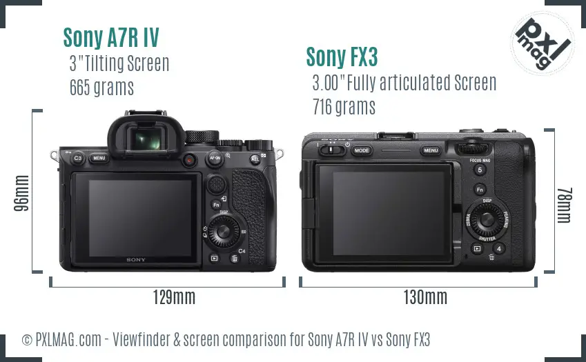 Sony A7R IV vs Sony FX3 Screen and Viewfinder comparison