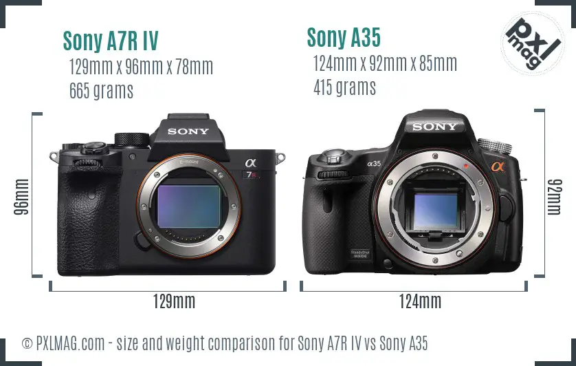 Sony A7R IV vs Sony A35 size comparison
