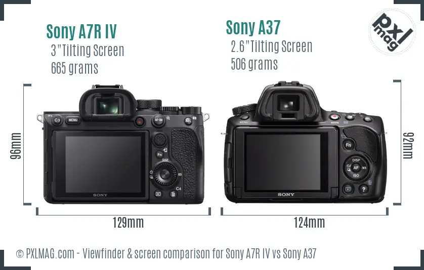 Sony A7R IV vs Sony A37 Screen and Viewfinder comparison