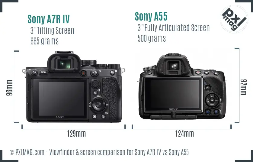 Sony A7R IV vs Sony A55 Screen and Viewfinder comparison