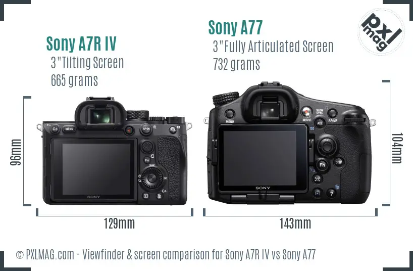 Sony A7R IV vs Sony A77 Screen and Viewfinder comparison