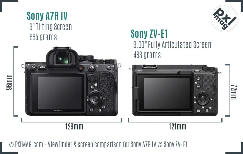 Sony A7R IV vs Sony ZV-E1 Screen and Viewfinder comparison