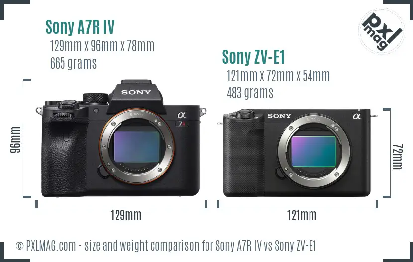 Sony A7R IV vs Sony ZV-E1 size comparison