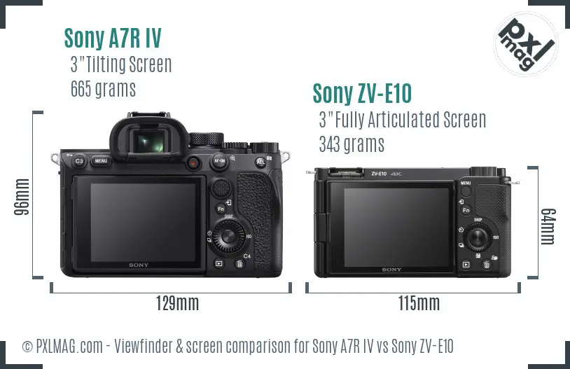 Sony A7R IV vs Sony ZV-E10 Screen and Viewfinder comparison Sony A7R IV vs Sony ZV-E10 Screen and Viewfinder comparison