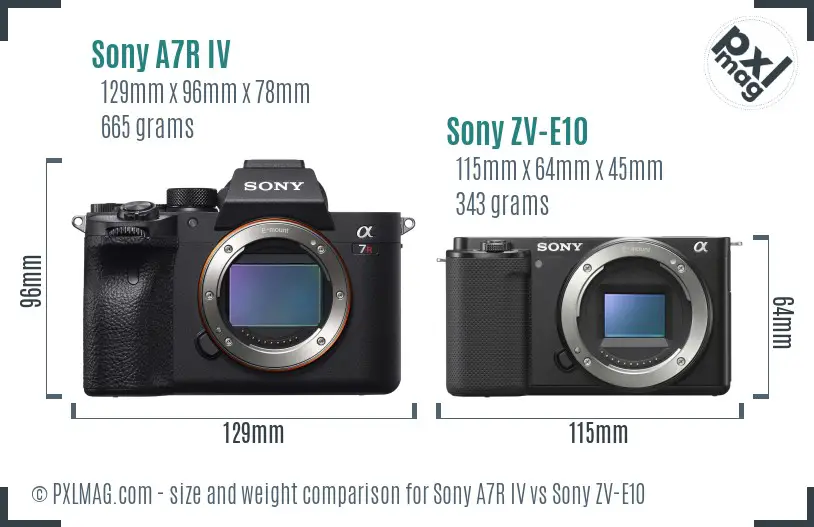 Sony A7R IV vs Sony ZV-E10 size comparison Sony A7R IV vs Sony ZV-E10 size comparison