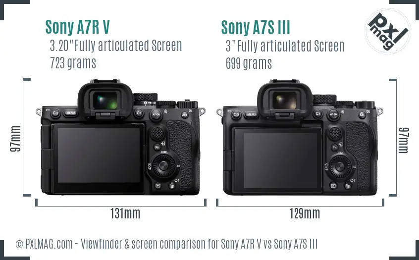 Sony A7R V vs Sony A7S III Screen and Viewfinder comparison