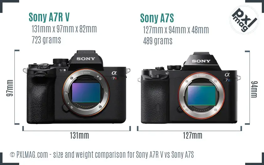 Sony A7R V vs Sony A7S size comparison