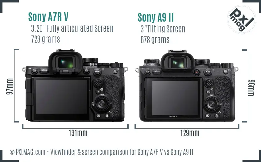 Sony A7R V vs Sony A9 II Screen and Viewfinder comparison