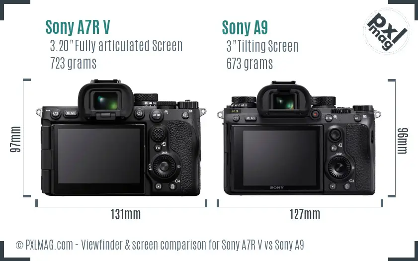 Sony A7R V vs Sony A9 Screen and Viewfinder comparison