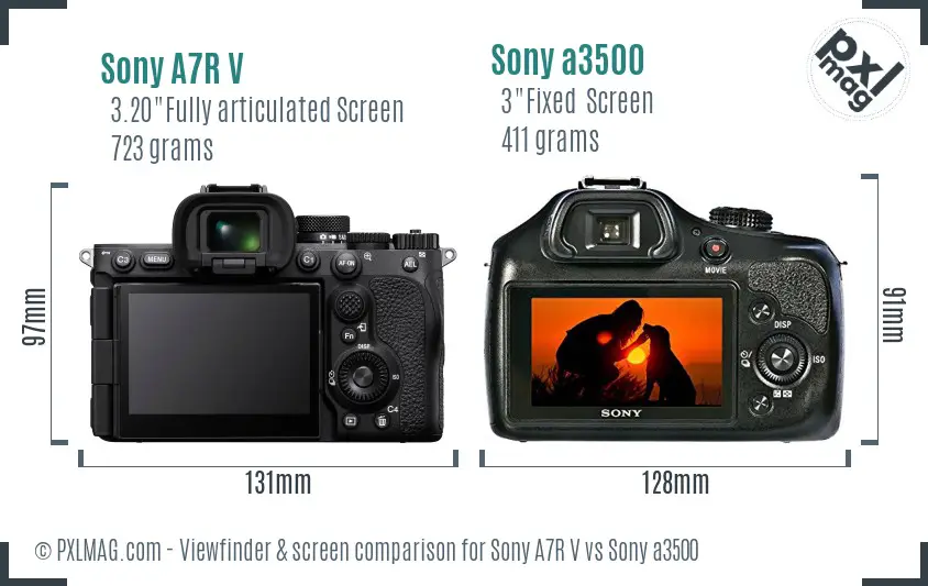 Sony A7R V vs Sony a3500 Screen and Viewfinder comparison