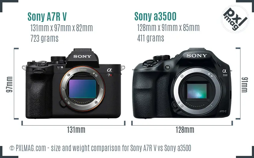 Sony A7R V vs Sony a3500 size comparison