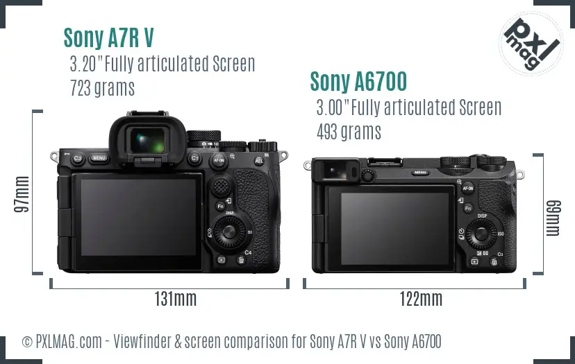 Sony A7R V vs Sony A6700 Screen and Viewfinder comparison