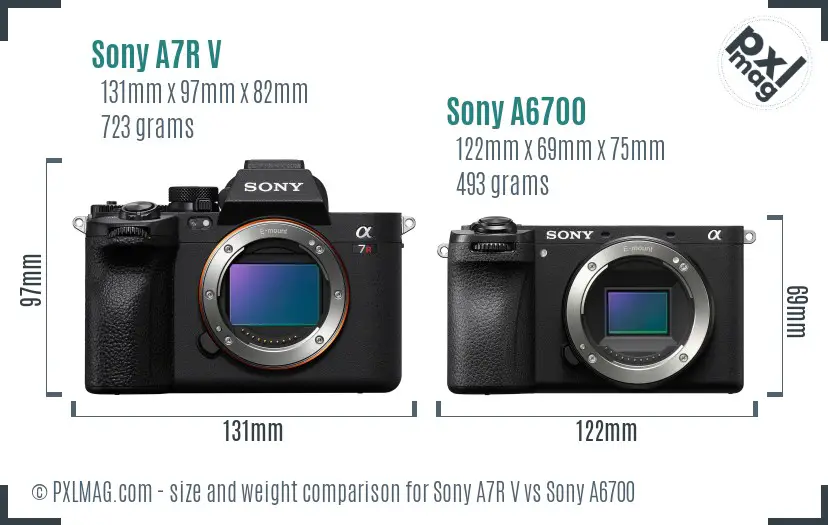 Sony A7R V vs Sony A6700 size comparison